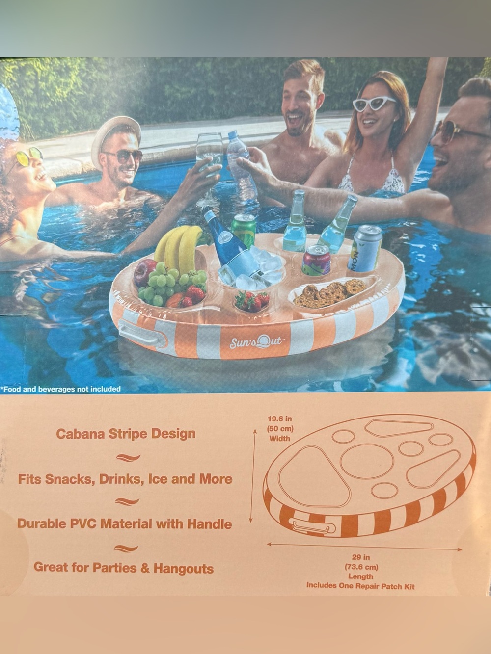 Orange Inflatable Floating Snack Bar - Picture 2 of 4